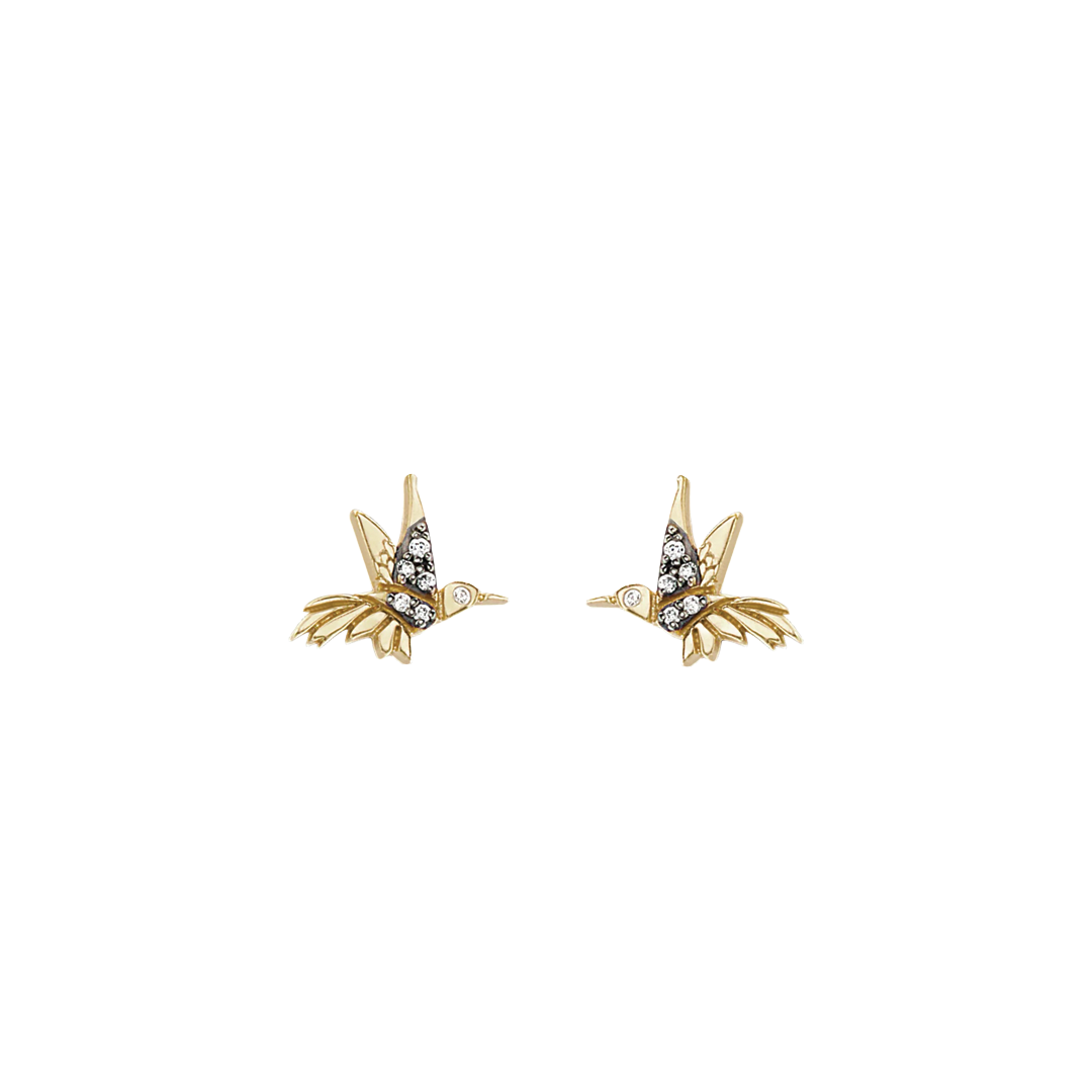 Hummingbird Stud Earrings with Diamonds