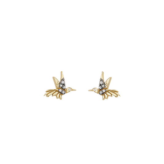 Hummingbird Stud Earrings with Diamonds
