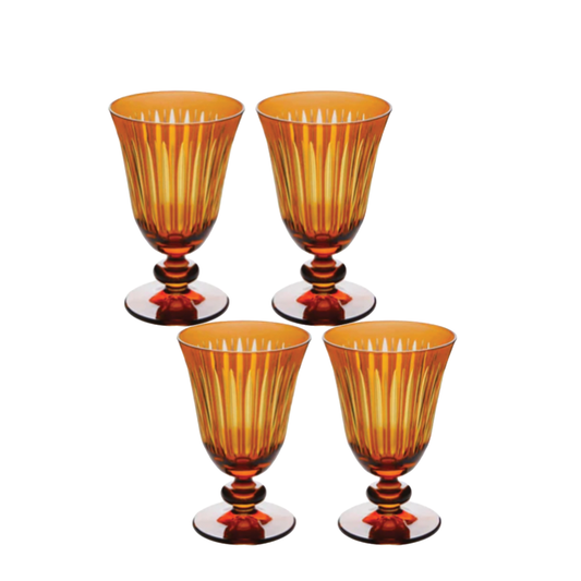 L'Objet Amber Prism Wine Glass Set