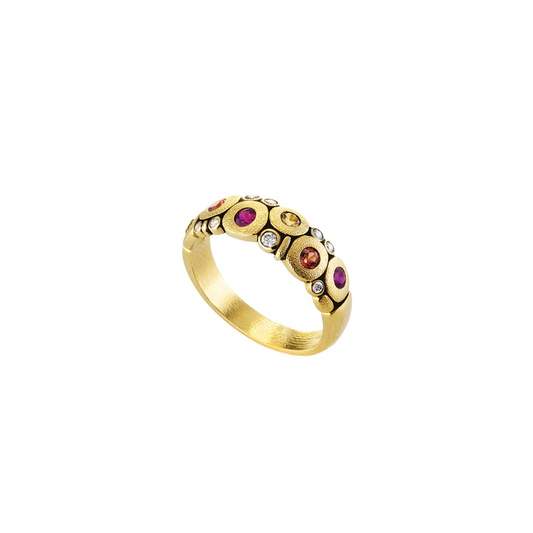 Candy Dome Ring with Sapphires and Diamonds