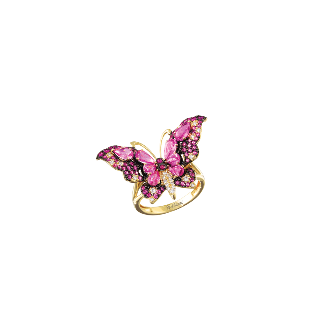 Butterfly Ring with Pink Sapphire and Diamonds