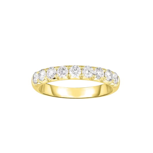 9-Stone French Cut Diamond Band in Yellow Gold