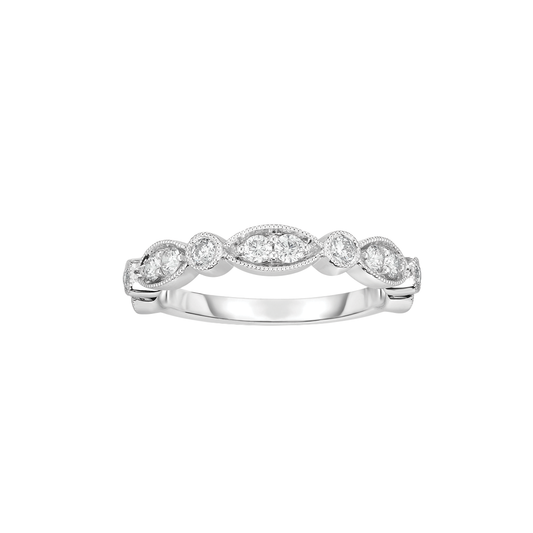 Stacking White Gold Band with Mixed Shape Diamonds