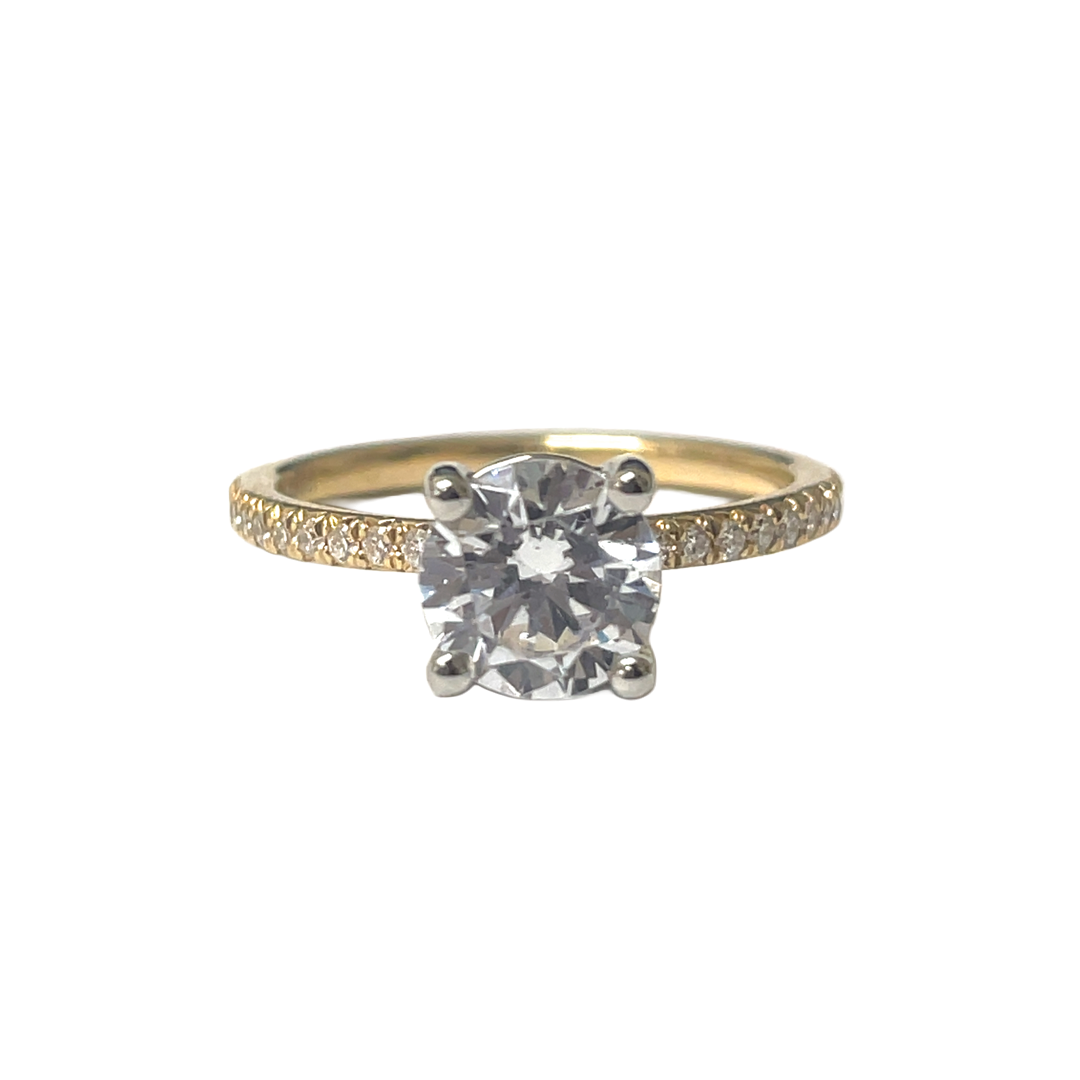 Modern Classic Engagement Ring with 3/4 Way Diamond Shank