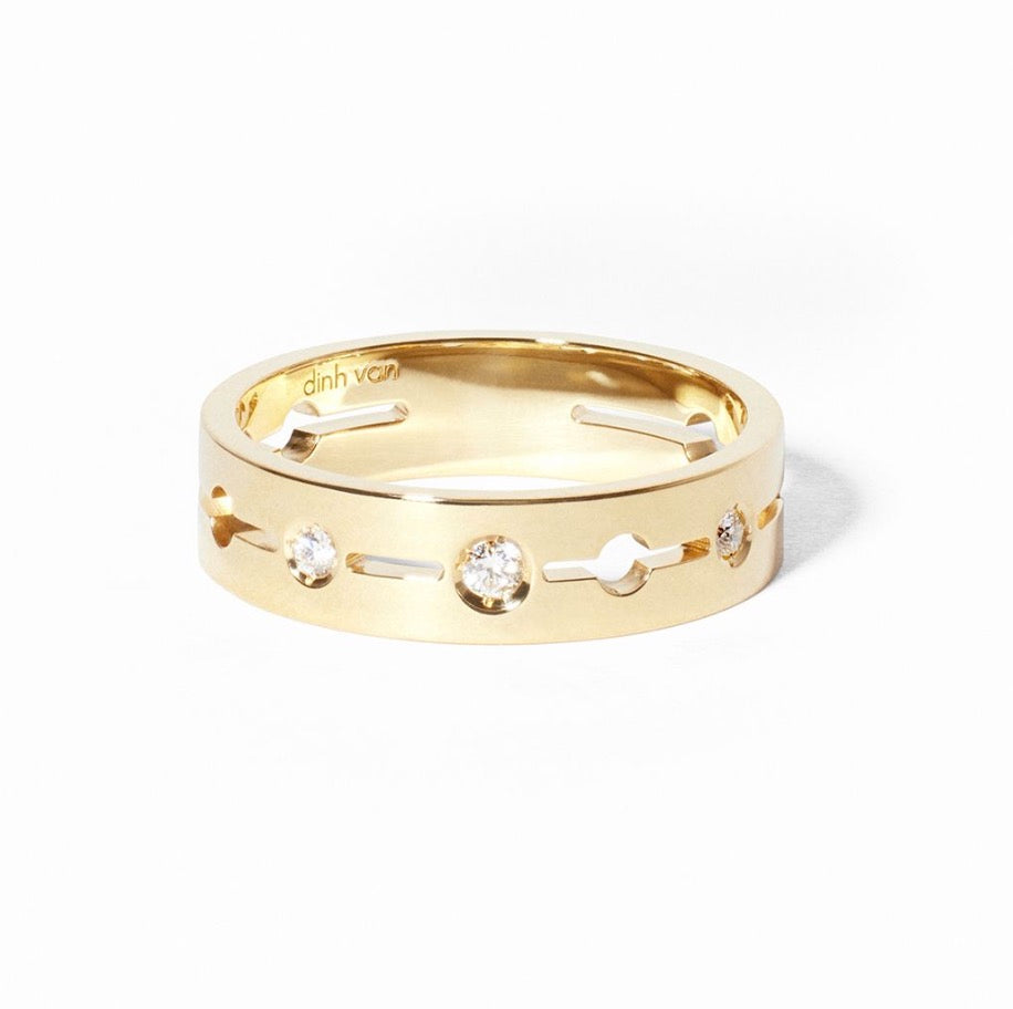 'Pulse' Yellow Gold Small 5mm wide Diamond Ring