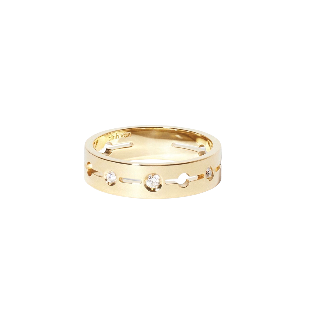 Pulse Ring with Row of Diamonds