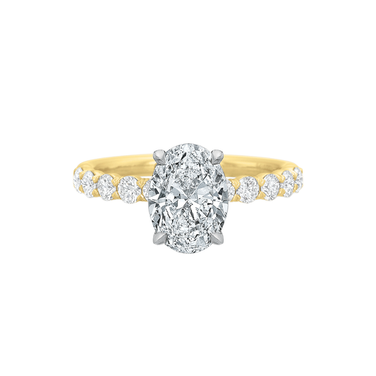 Oval Diamond Ring with Half Diamond Shank