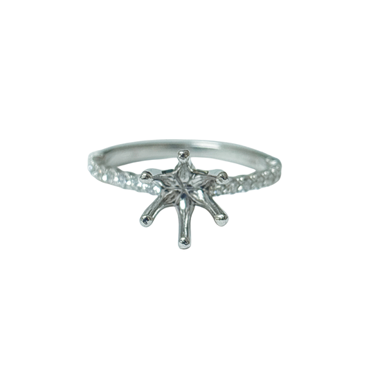White Gold and Platinum Ring with Round Diamond Mounting
