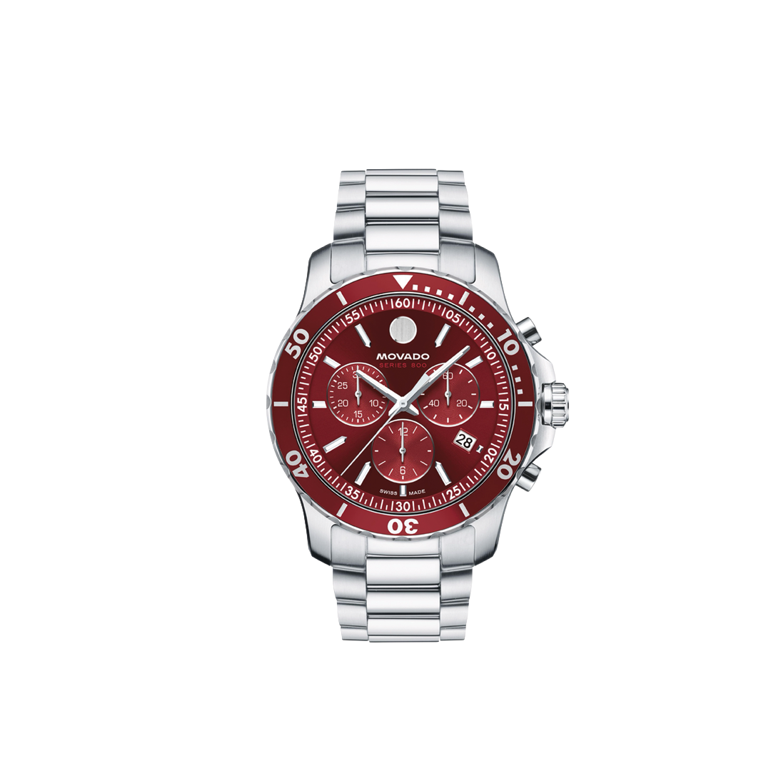 42mm Series 800 Chronograph Watch with Red Dial