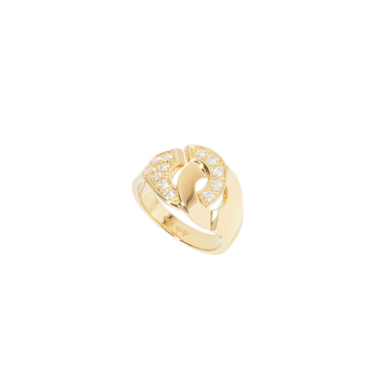 Medium Menottes Yellow Gold Ring with Diamonds