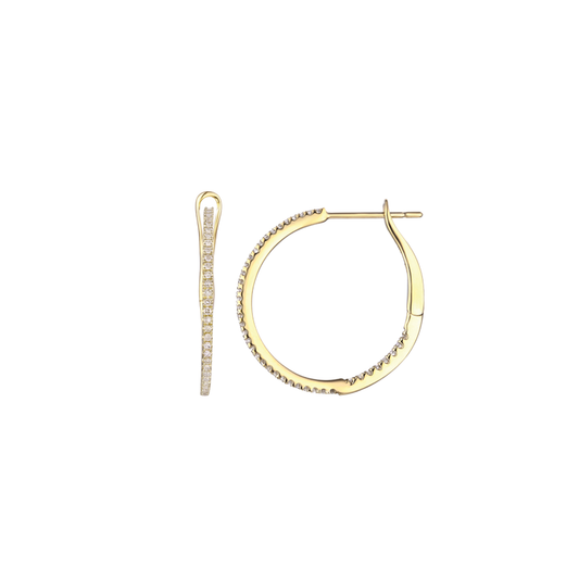 25mm In/Out Diamond Hoop Earrings in Yellow Gold