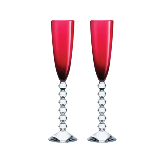 Baccarat Red Vega Flutissimo Champagne Flute Set