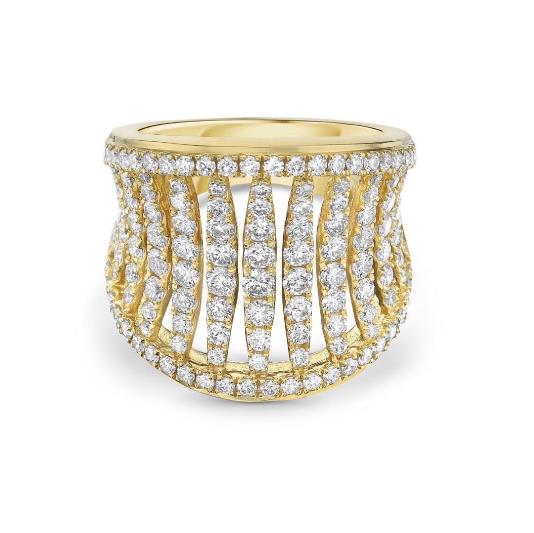 Birdcage Saddle Ring with Diamonds