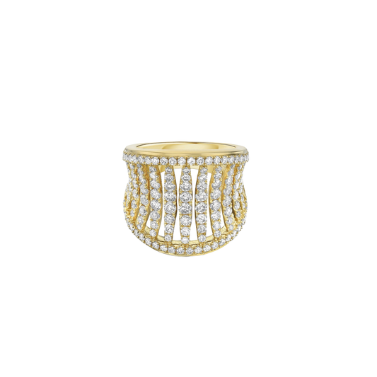 Birdcage Saddle Ring with Diamonds