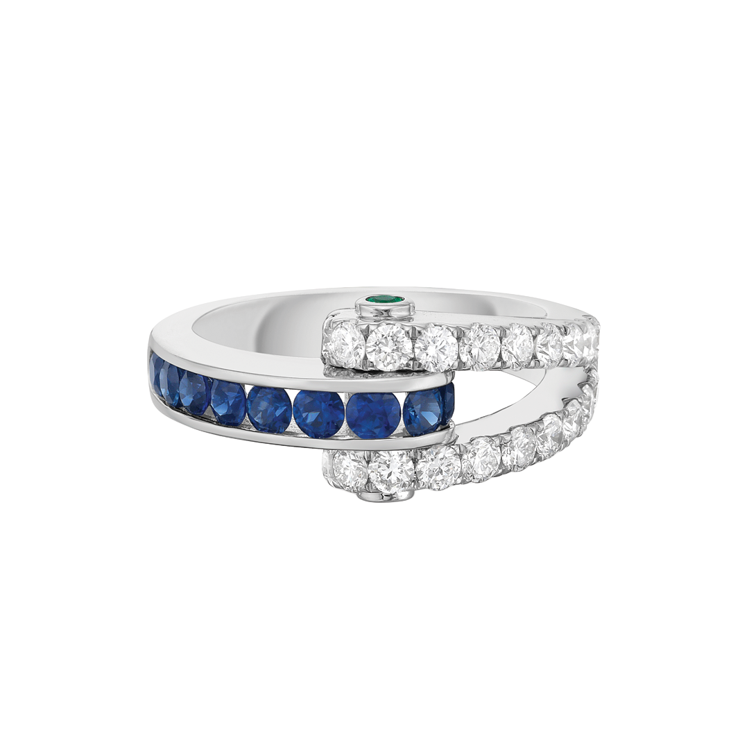 Hinged Ring with Channel Set Sapphires and Diamonds