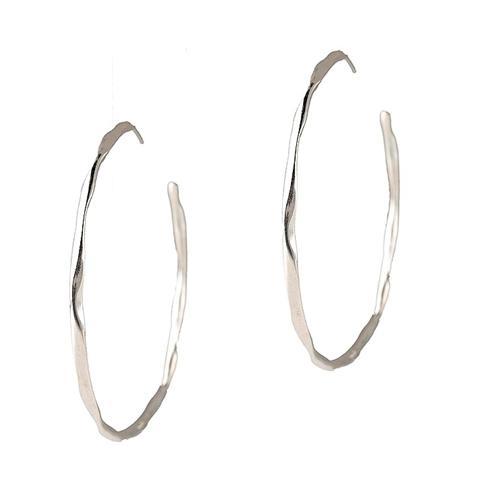 Large Squiggle Hoop Earrings in Sterling Silver