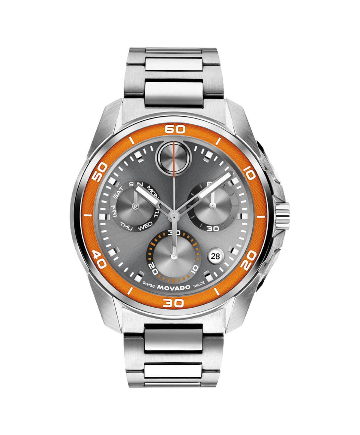 44mm Bold Verso S Chronograph Watch in Orange And Grey Dial