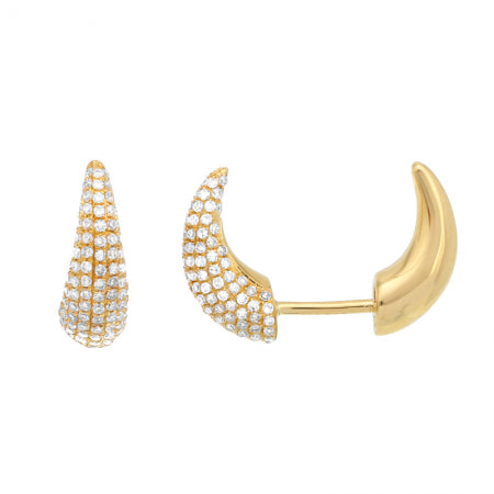 Double Horn Front to Back Diamond Stud Earrings