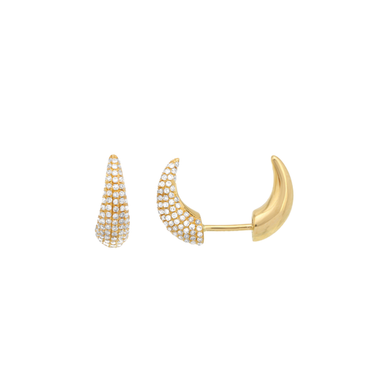 Double Horn Front to Back Diamond Stud Earrings