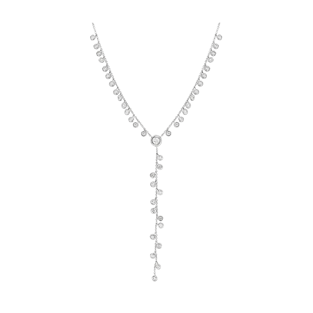 Y Necklace with Diamond Droplets