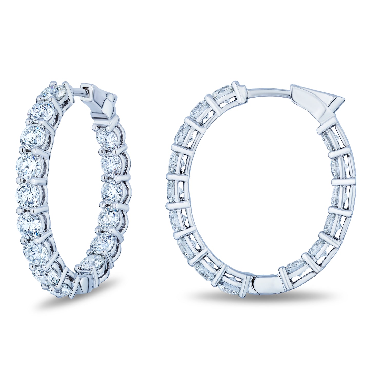 30mm Oval In/Out Diamond Hoop Earrings