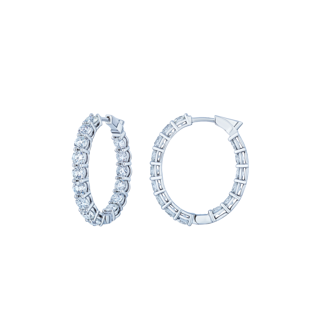 30mm Oval In/Out Diamond Hoop Earrings