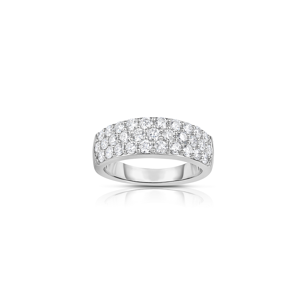 3-Row Tapered Pave Diamond Band