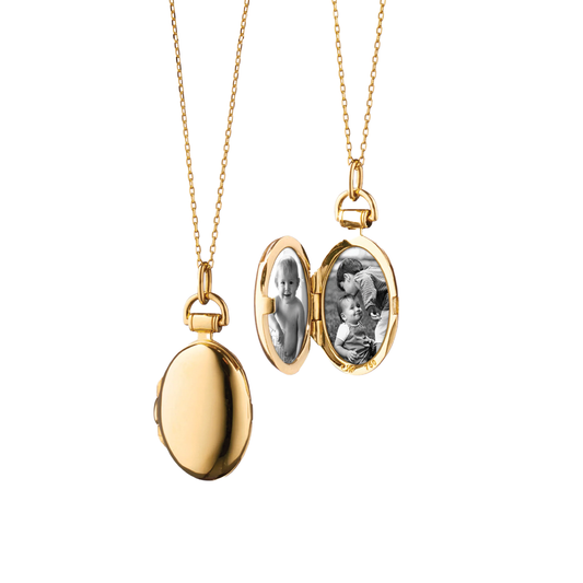 Petite 'Anna' Oval Locket with Diamond Cut Chain