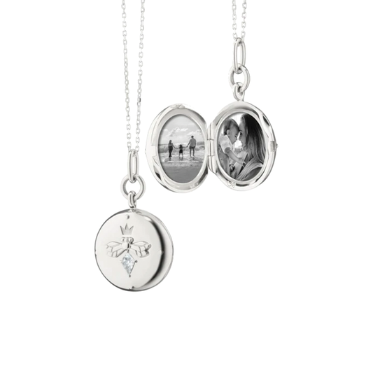 'Queen Bee' Round Locket on Diamond Cut Chain