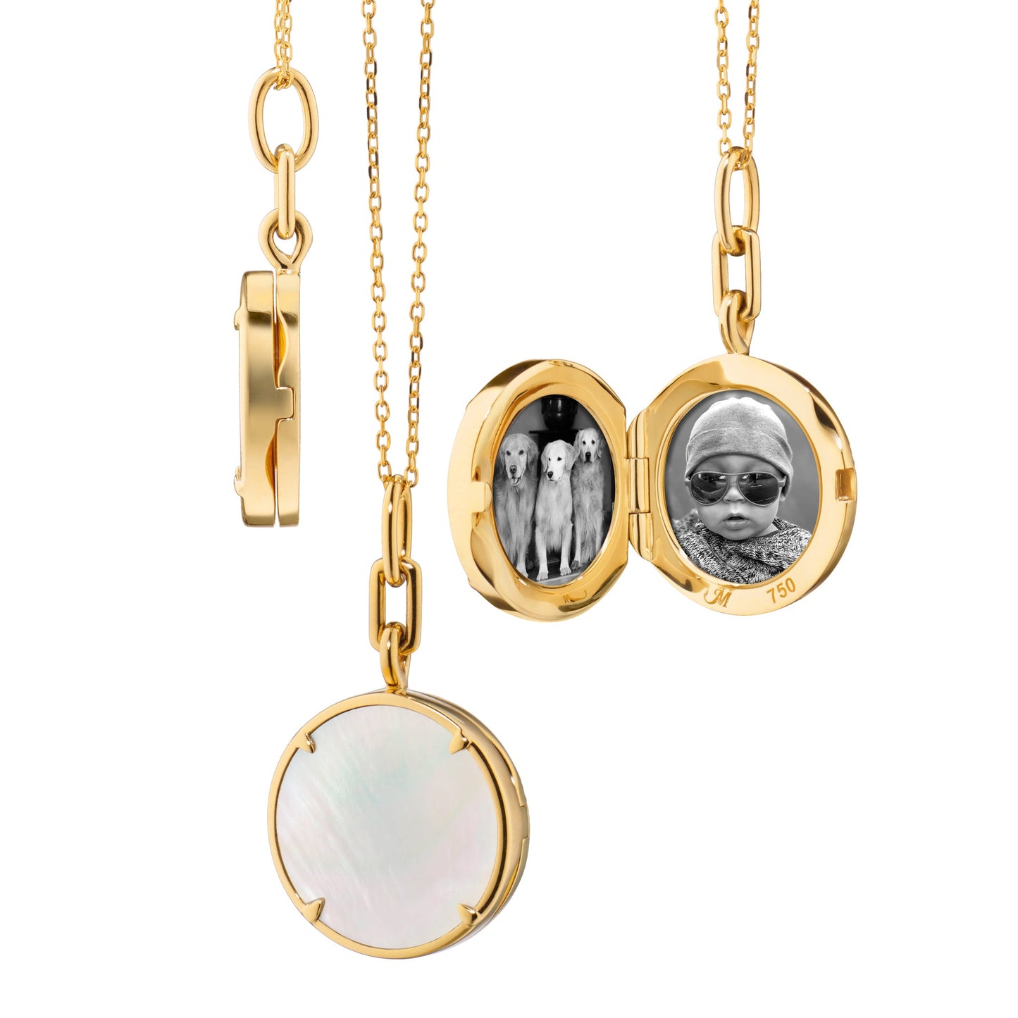 Stone Slim Locket with Mother of Pearl