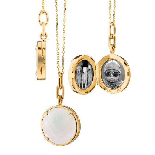 Stone Slim Locket with Mother of Pearl