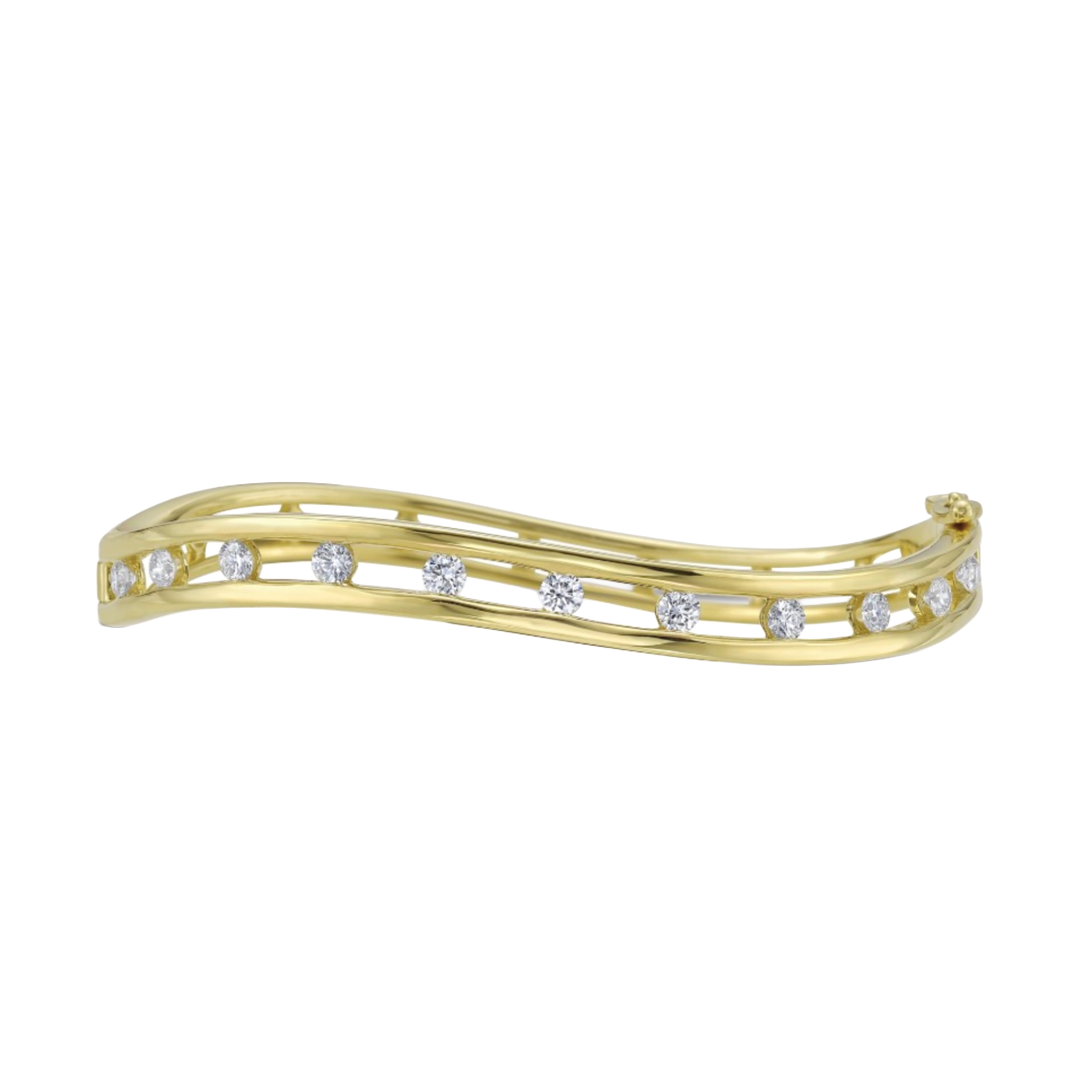 Gold Diamond Curved Bangle