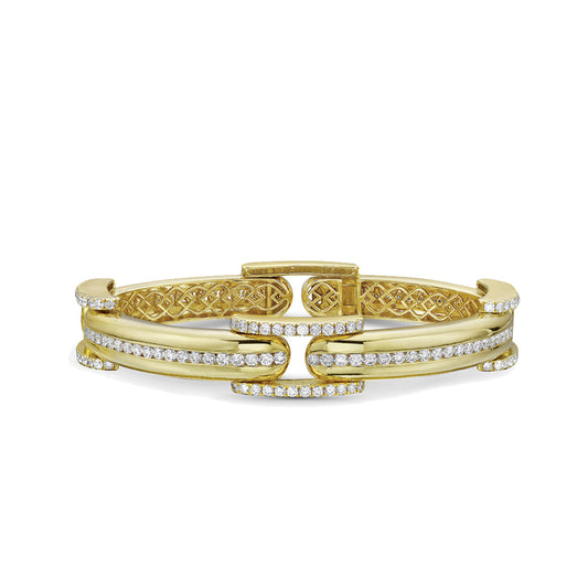 Precious Pastel Link Bracelet with Diamonds in 18K Yellow Gold