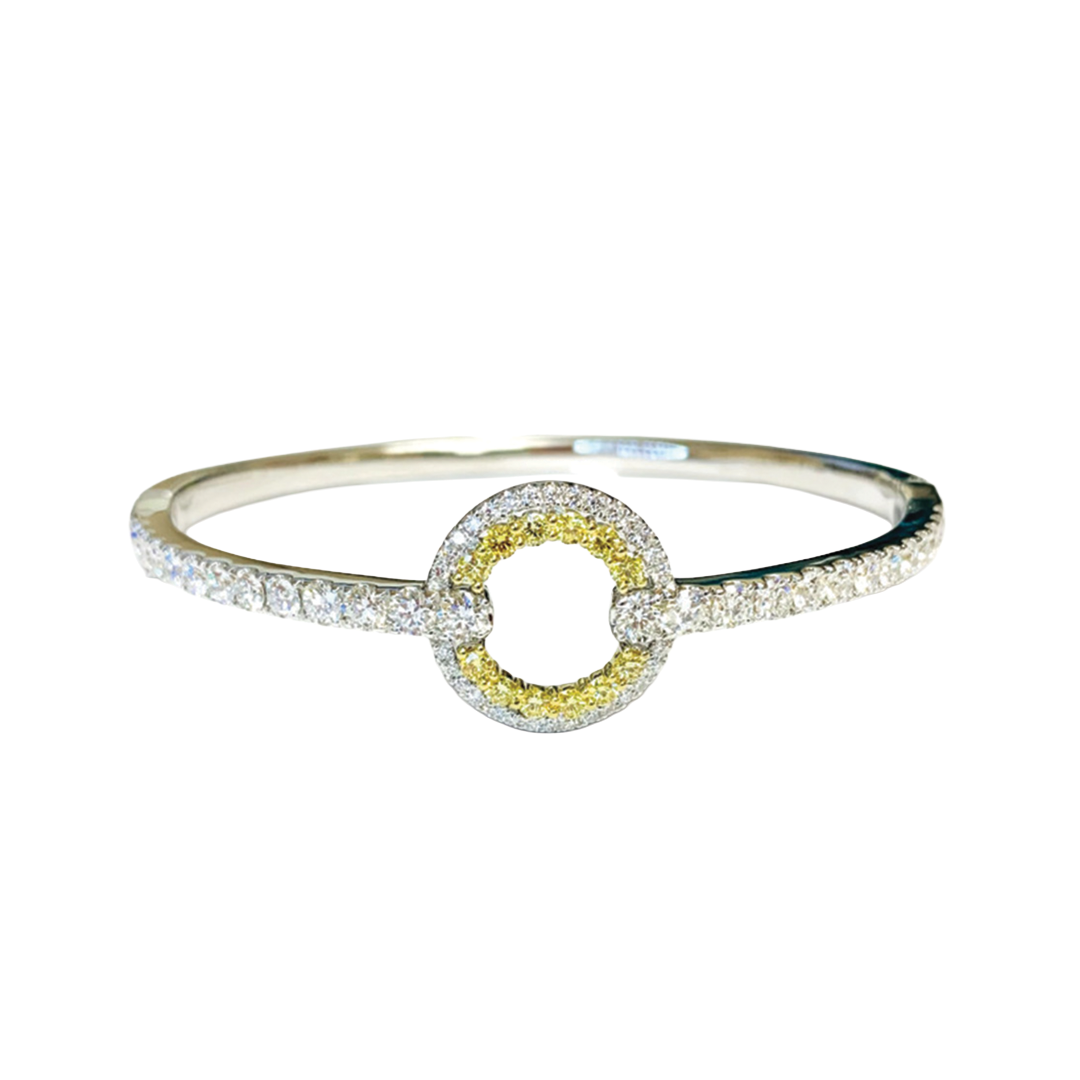 Circle Sphere Bracelet with Yellow and White Diamonds