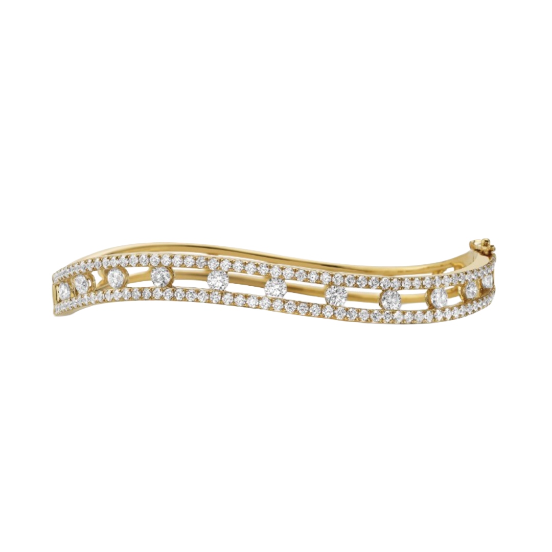 Floating Curved Bangle with 117 Diamonds