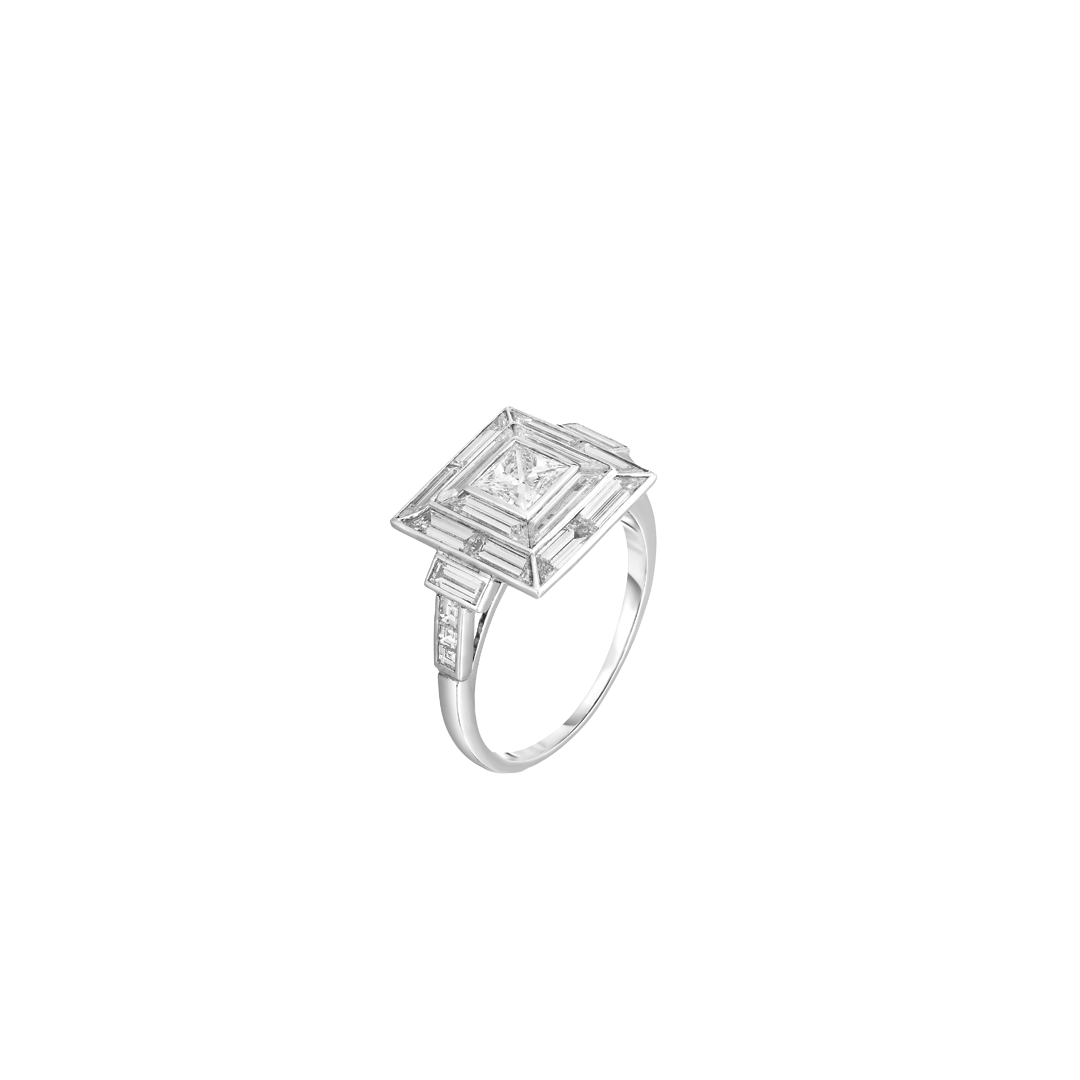 Square Double Halo Ring