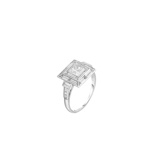 Square Double Halo Ring