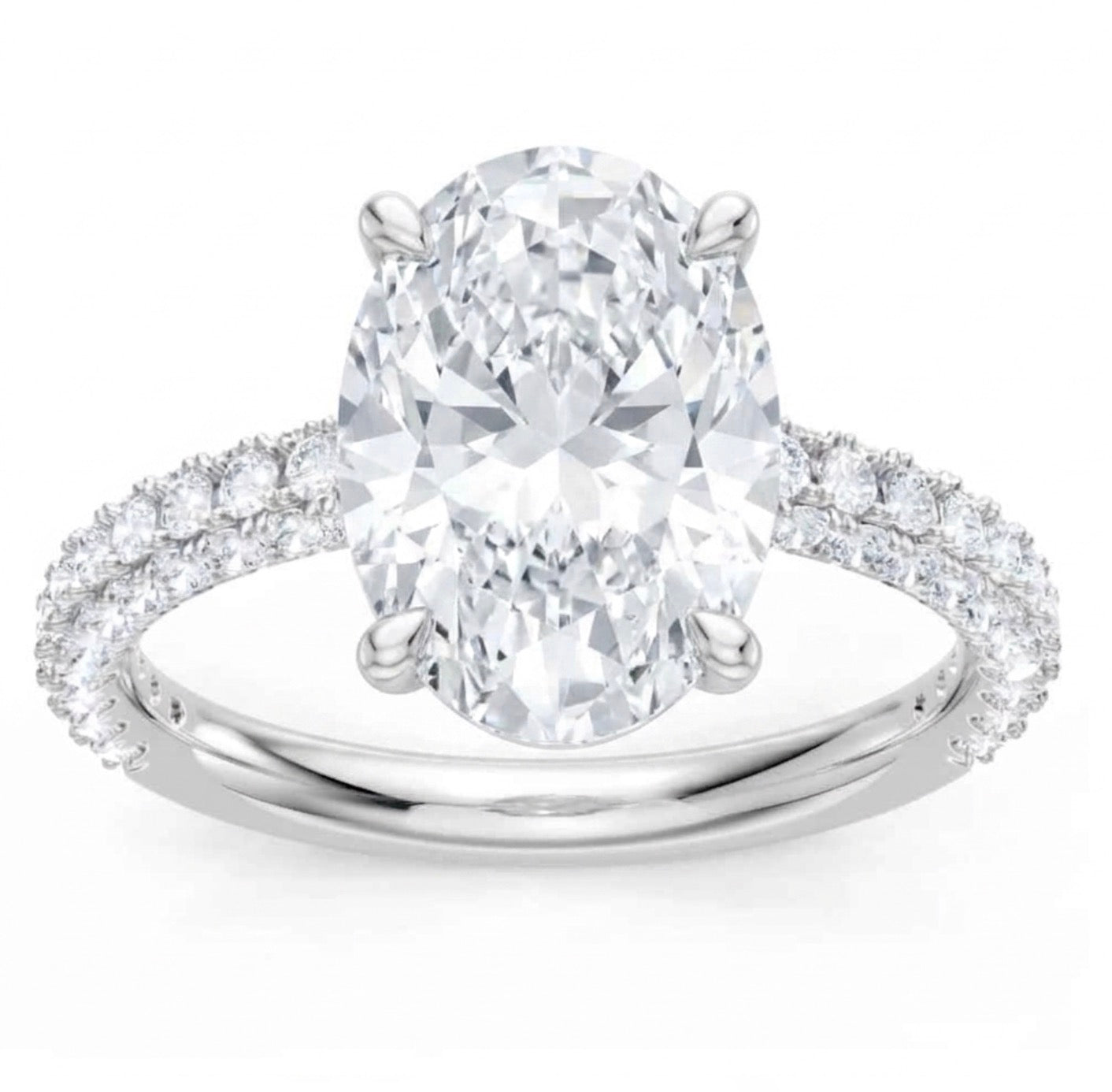 Oval Diamond Engagment Ring Setting with 3-Sided Diamond Shank