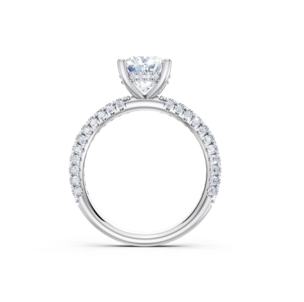 Oval Diamond Engagment Ring Setting with 3-Sided Diamond Shank