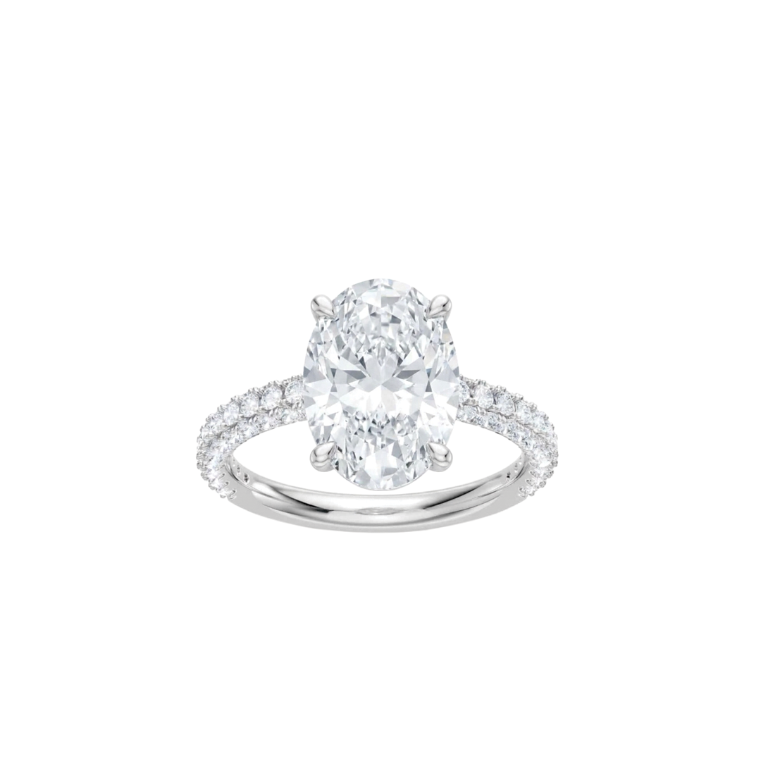 Oval Diamond Engagment Ring Setting with 3-Sided Diamond Shank