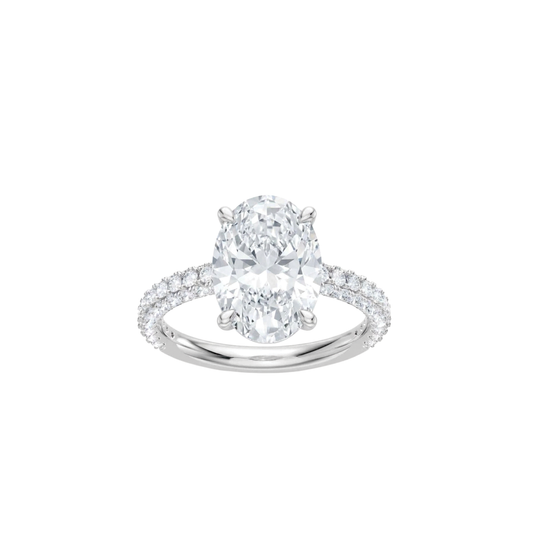 Oval Diamond Engagment Ring Setting with 3-Sided Diamond Shank