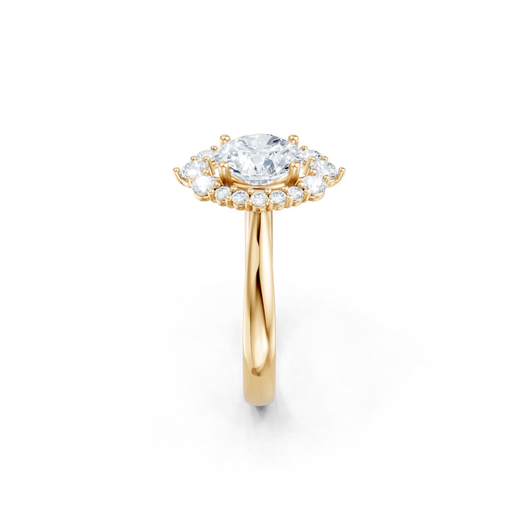 Round Diamond Engagement Ring Setting with Diamond Halo