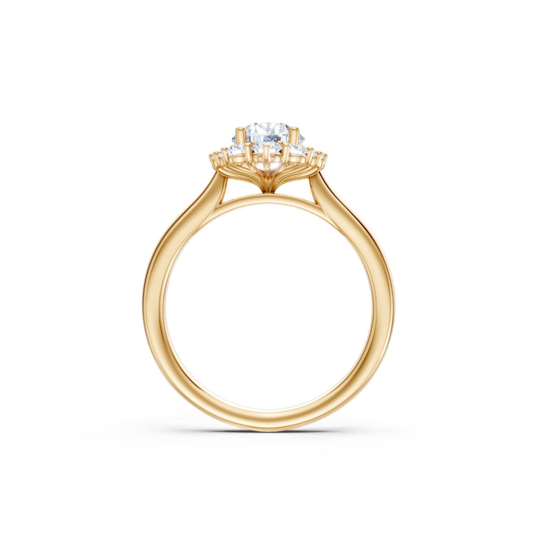 Round Diamond Engagement Ring Setting with Diamond Halo