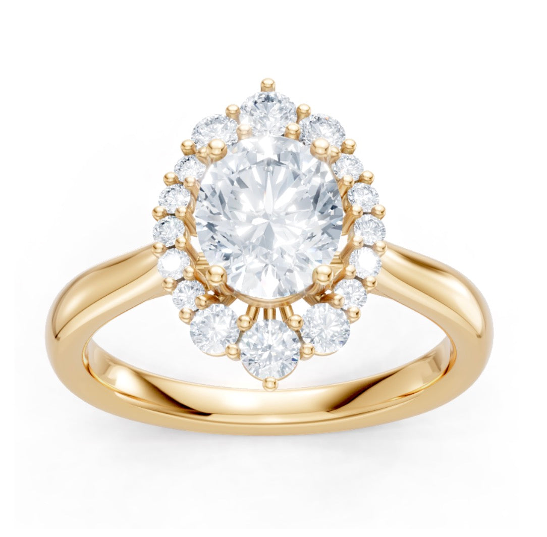 Round Diamond Engagement Ring Setting with Diamond Halo