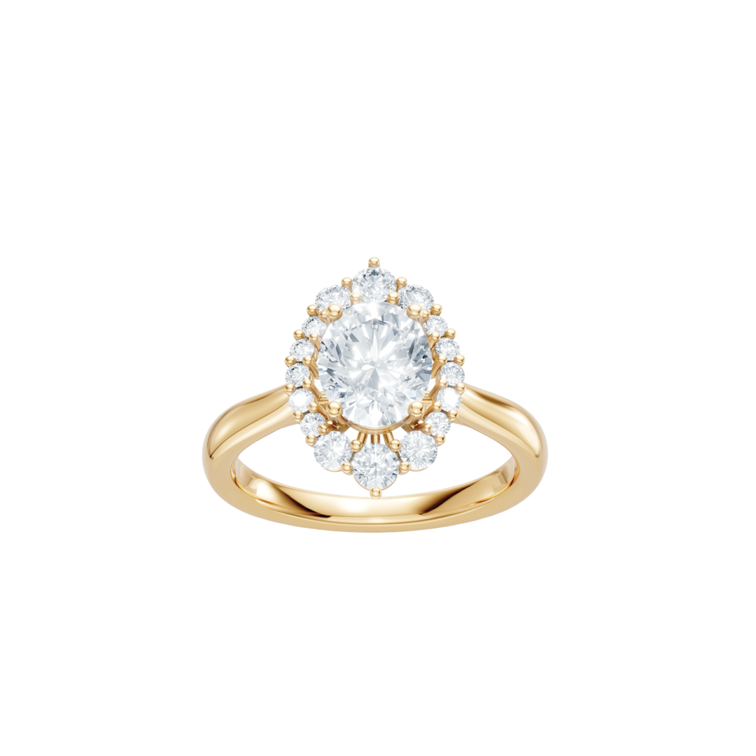 Round Diamond Engagement Ring Setting with Diamond Halo