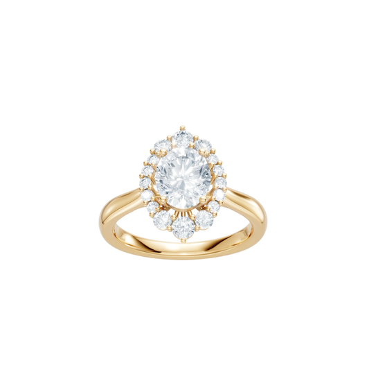 Round Diamond Engagement Ring Setting with Diamond Halo