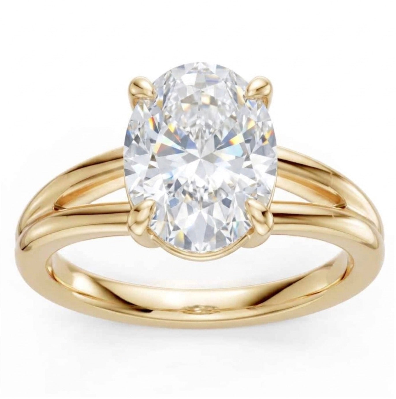 Oval Diamond Engagement Ring Setting with Split Shank