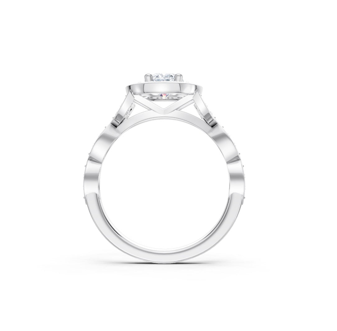 Oval Diamond Engagement Ring Setting with Leaf Motif