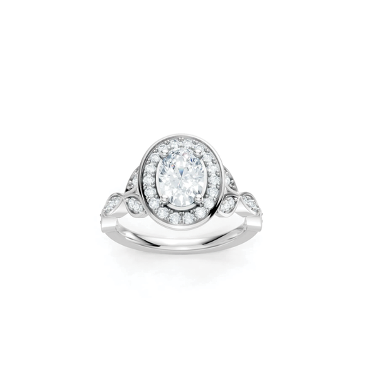 Oval Diamond Engagement Ring Setting with Leaf Motif