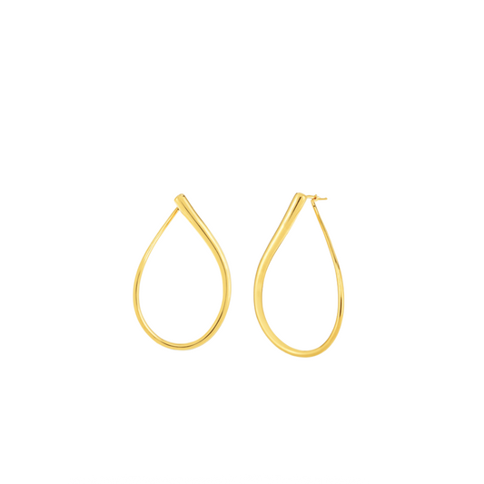 Large Gold Teardrop Hoop Earrings